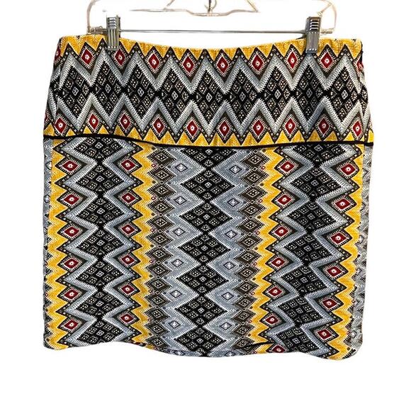 Ann Taylor Loft, Aztec Tribal Multicolor Pattern Skirt, 12 - Picture 7 of 9